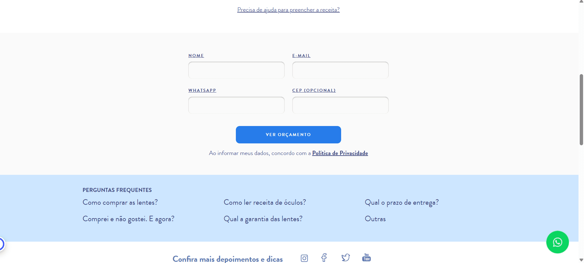 entender receita de óculos