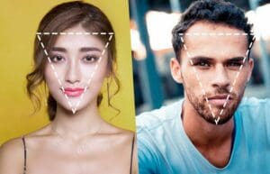 rosto triângulo invertido